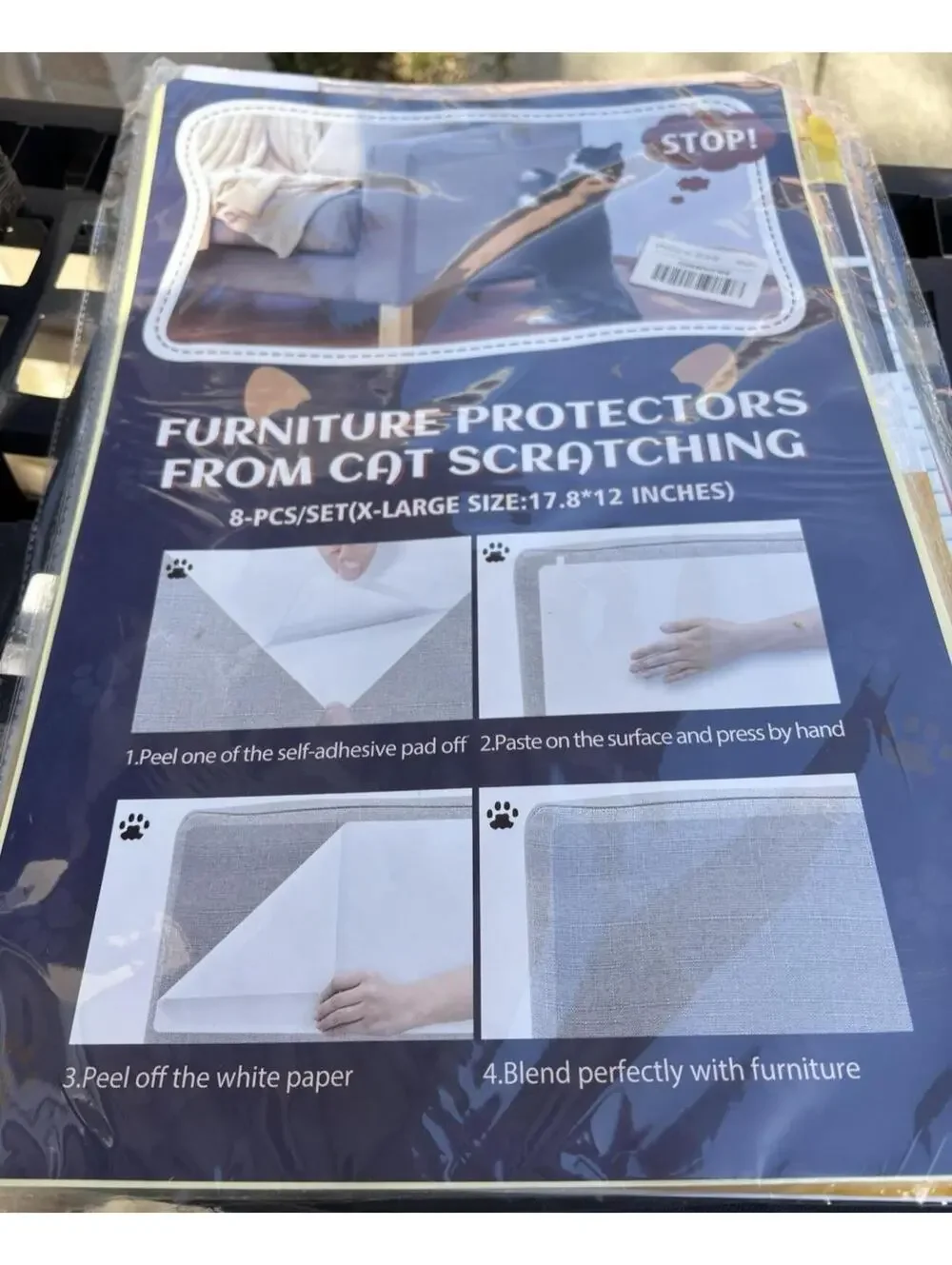 Cat Couch Protector Tape 8 Pack Large Clear Anti Scratch No Pins Residue Free